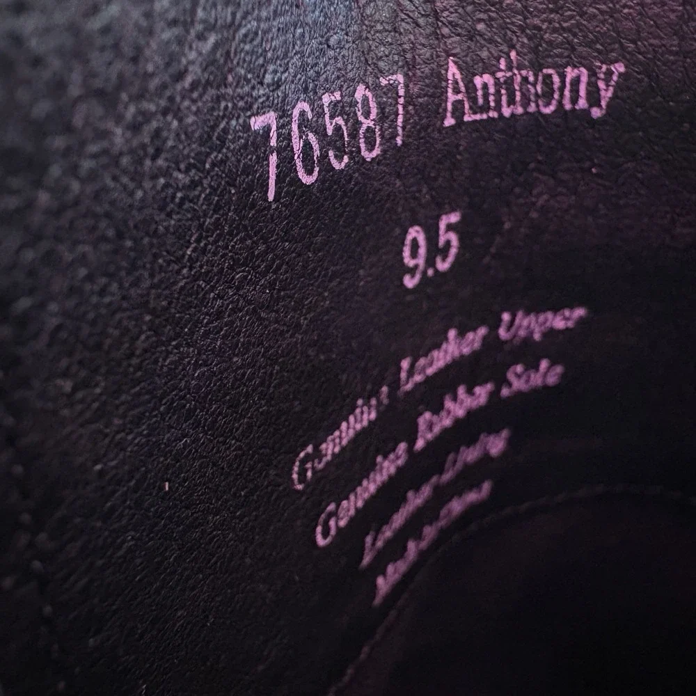 Aston Grey Anthony Black Leather Bicycle Toe Oxfords Men's Size 9.5 Dress Shoes